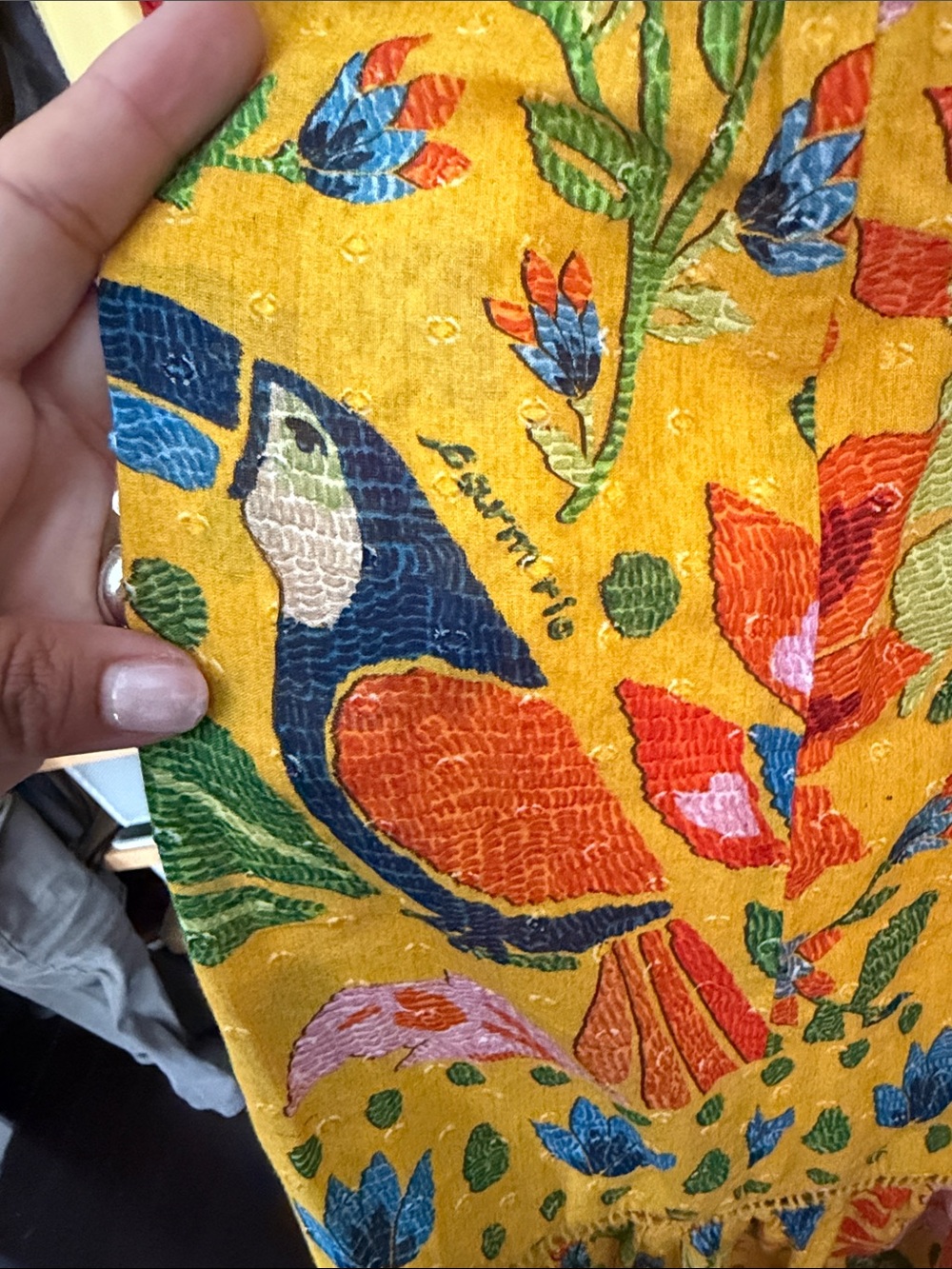 Farm Rio Yellow Summer Garden Sleeveless Maxi Dress Floral Bird Print - Picture 9 of 11
